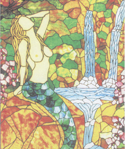 Two Mermaids Stained Glass Pattern